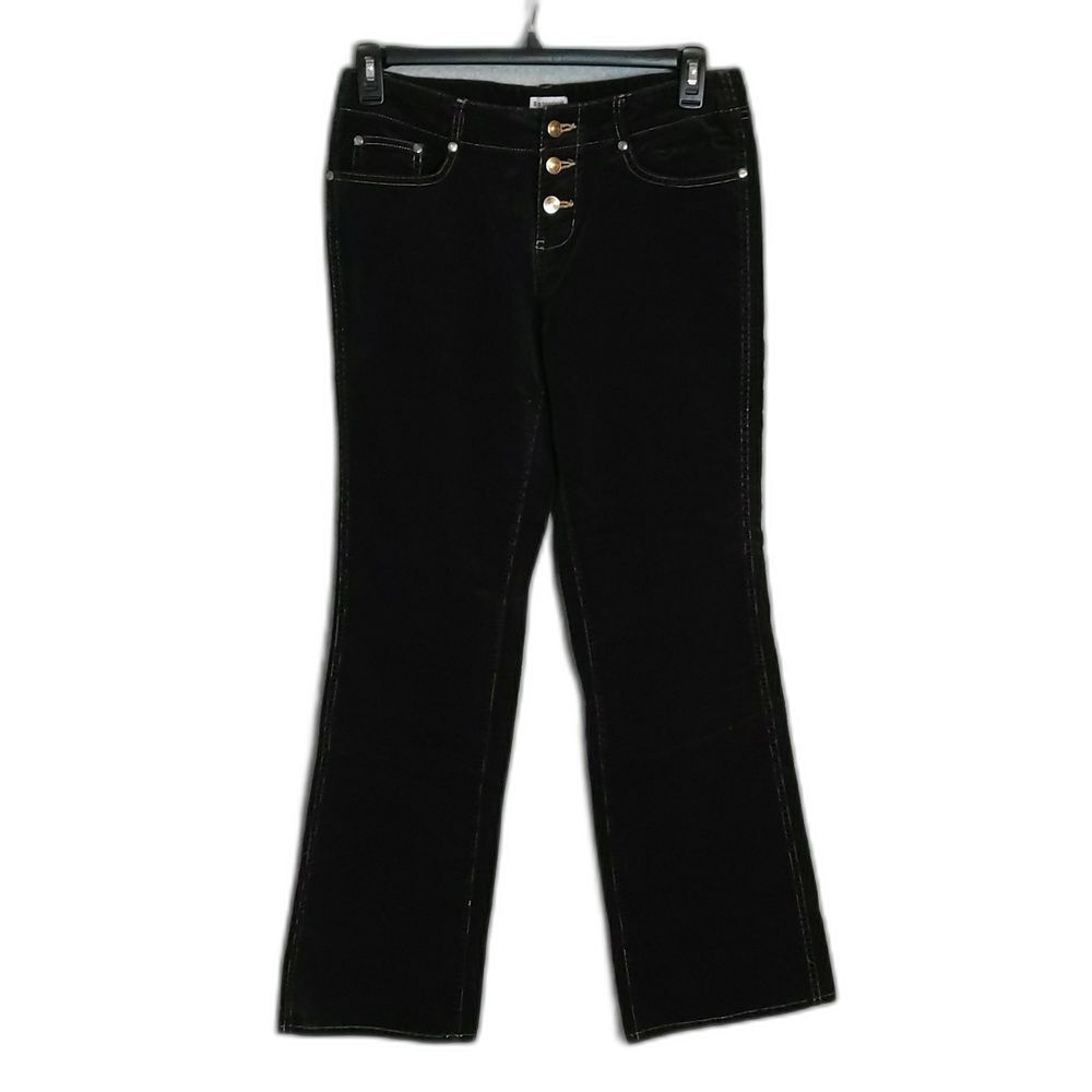 No Boundaries Black Corduroy Stretch Bootcut Pants 3 Button Juniors 11 Y2K